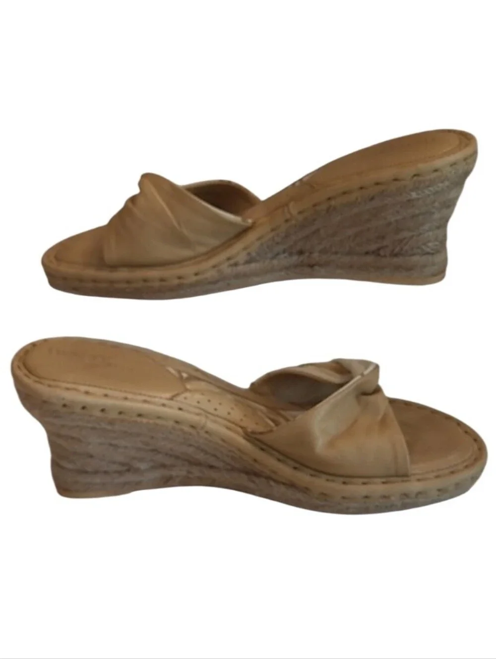 Born Drilles Espadrille Wedge Sandals Pattern Crossover Strap Slip On Open Heel